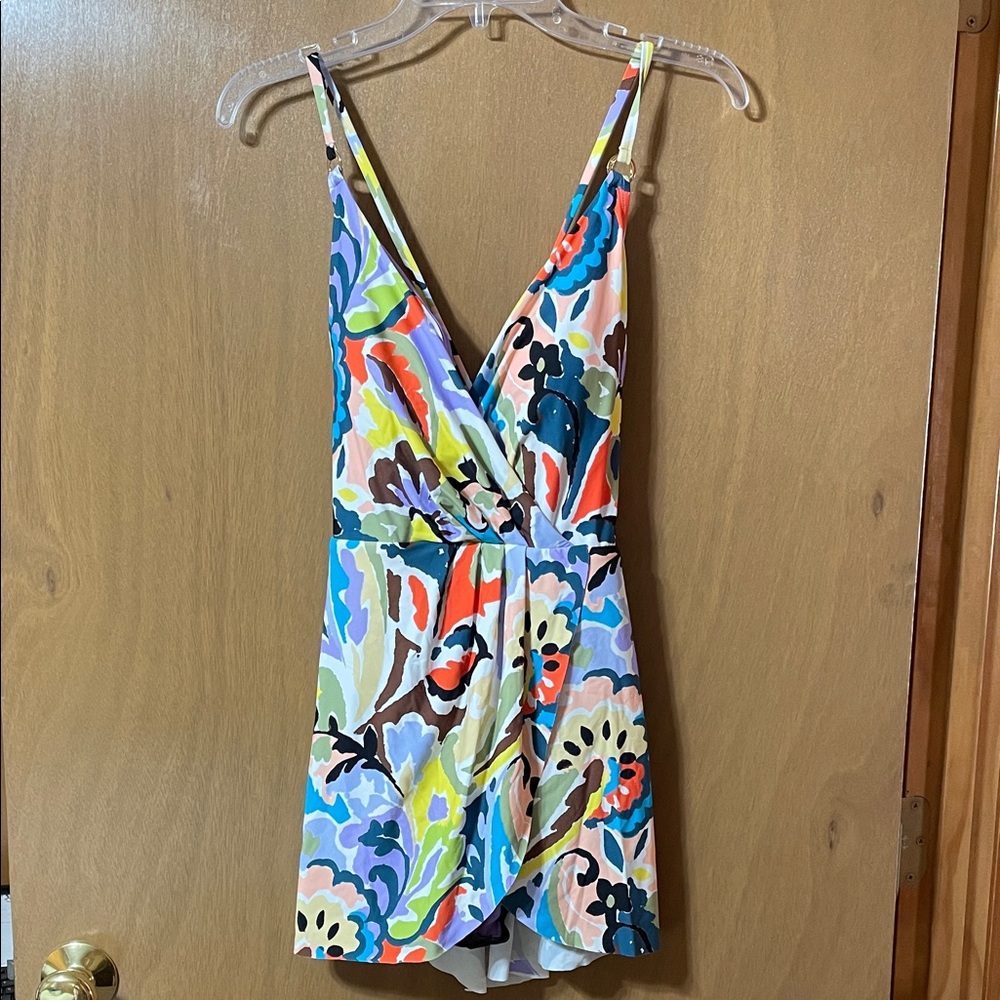 Anne Cole Multicolor Floral Wrap One-Piece Swimsuit